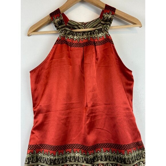 Como Black Women's Boho Halter Orange Tank Top Size Small - Picture 5 of 9